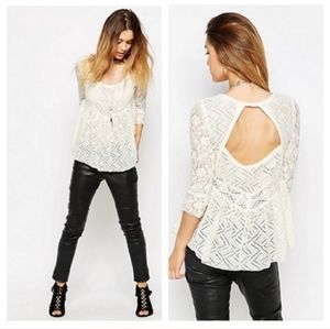 Free People Gracie Lace Peplum Babydoll Top Size XSmall